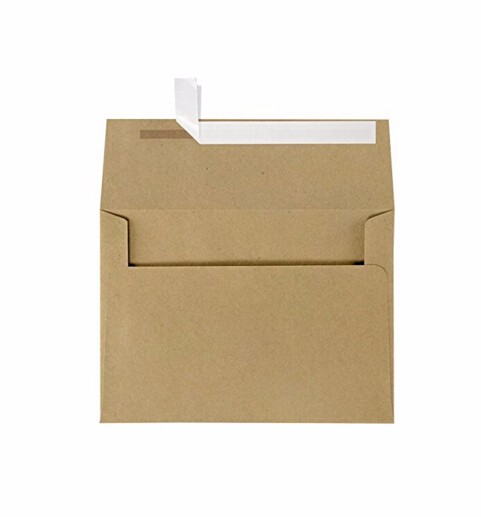 A4 (4 1/4 x 6 1/4) 西式离型封 回收棕色牛皮纸 信封工厂 Peel & Seal 100% Recycled Grocery Bag Brown Envelope Factory